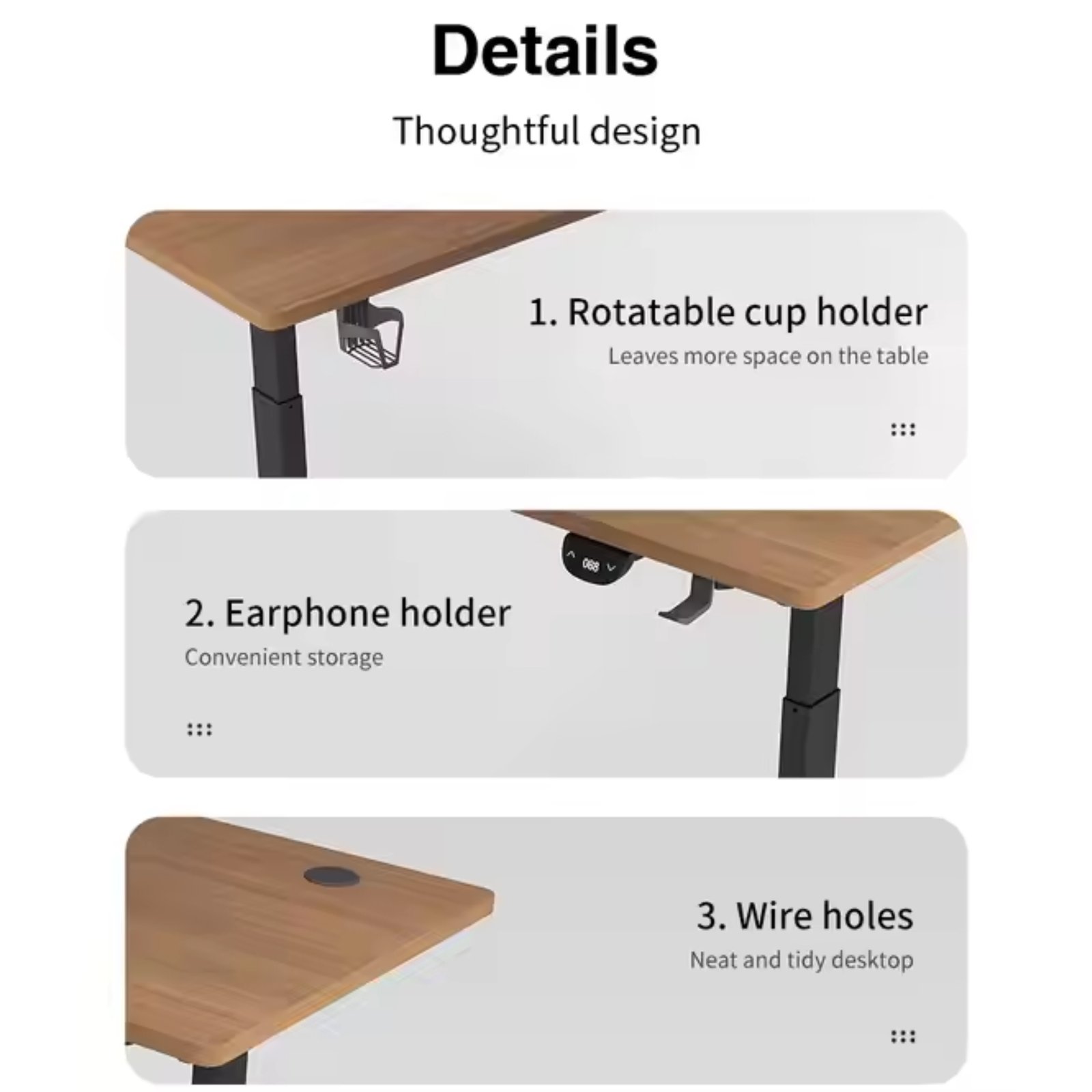 Height Adjustable Electronic Standing Desk - Walnut - Image 2