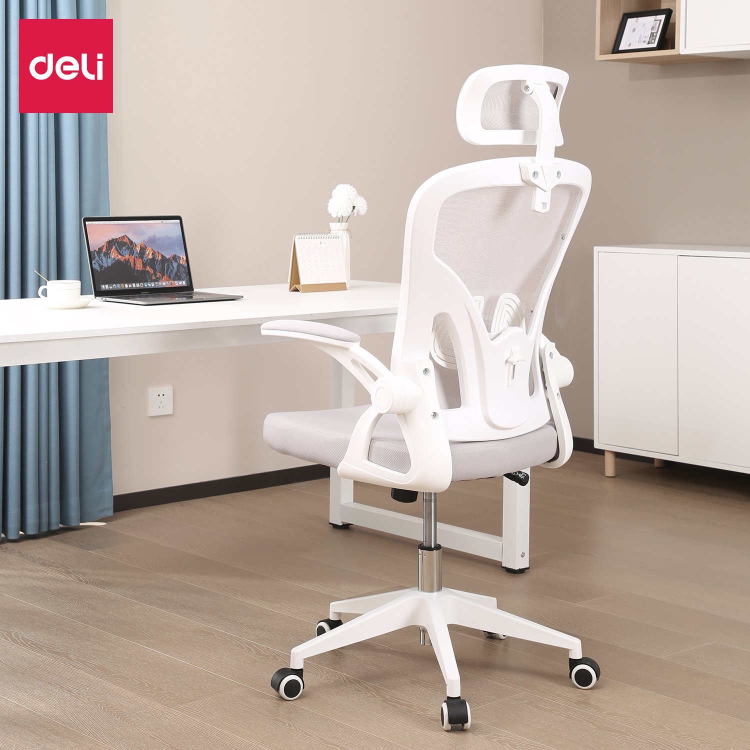 Executive Chair (High-Backrest with Headrest) White & Grey - Image 2