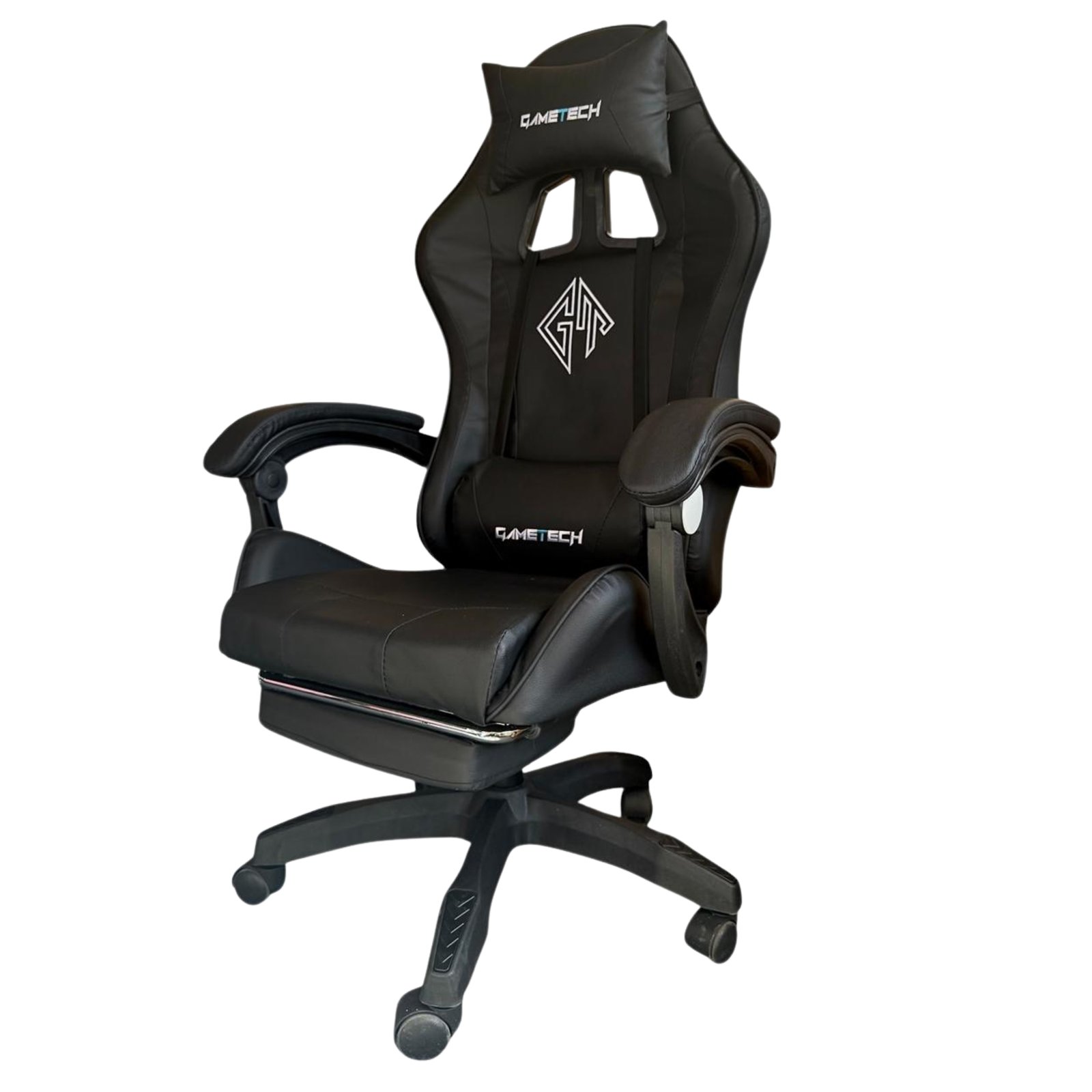 Reclining Ergonomic Gaming Chair with Adjustable Footrest & Lumbar Support - Black