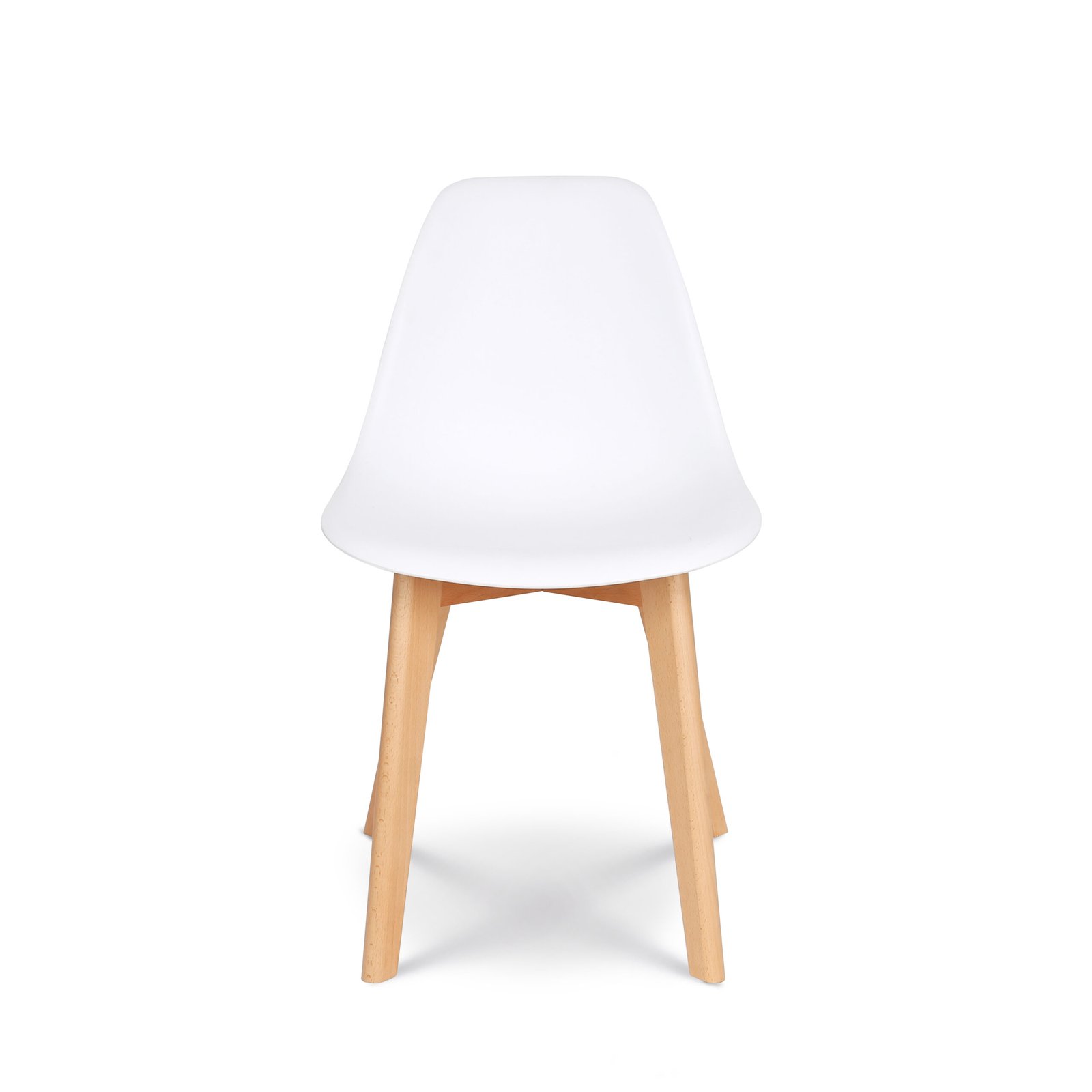 White Plastic Dining Chair with Wooden Legs - Image 5