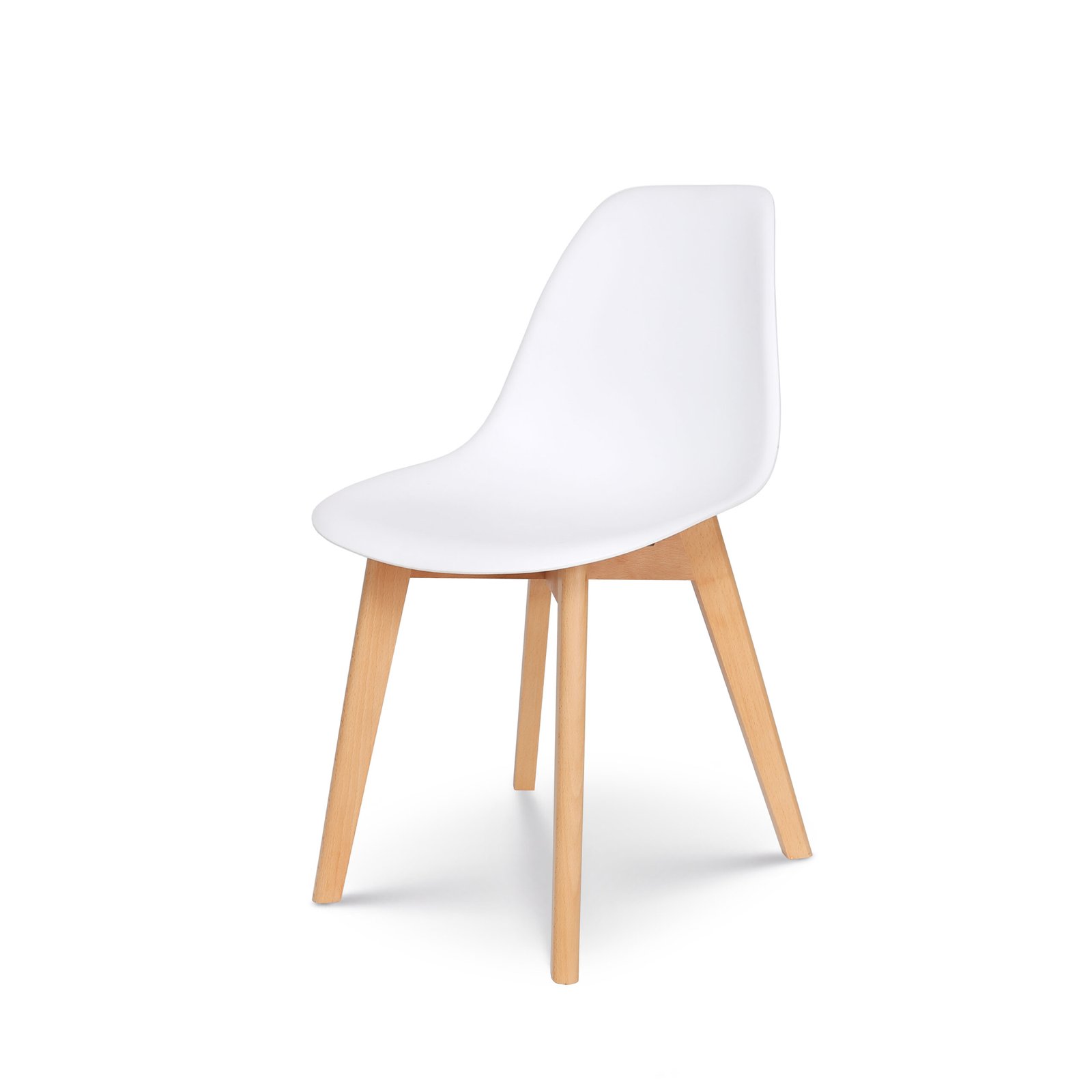 White Plastic Dining Chair with Wooden Legs