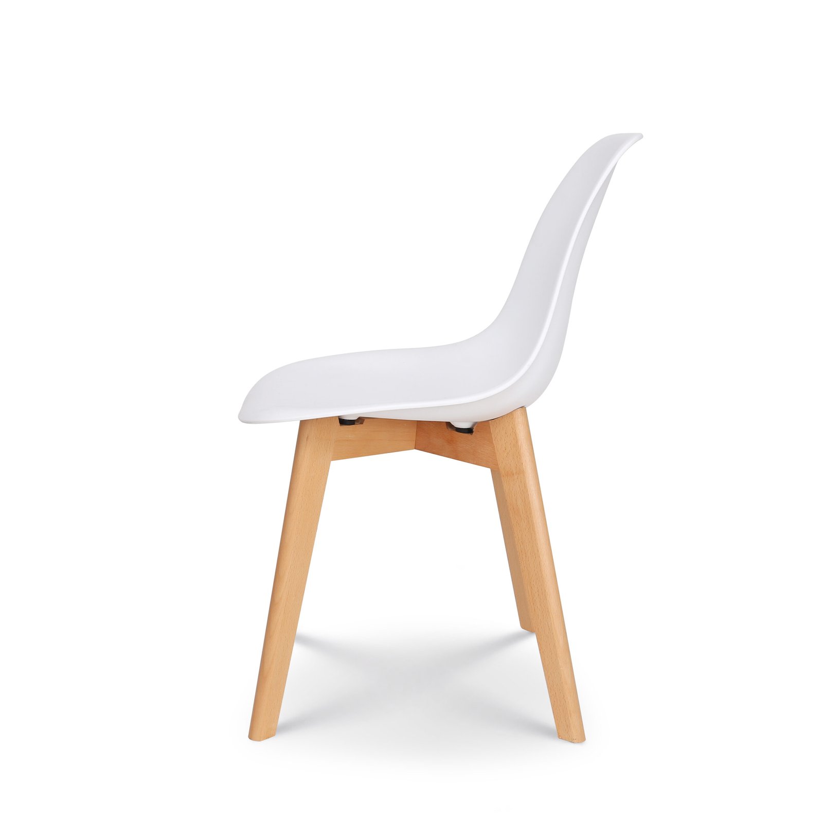 White Plastic Dining Chair with Wooden Legs - Image 2