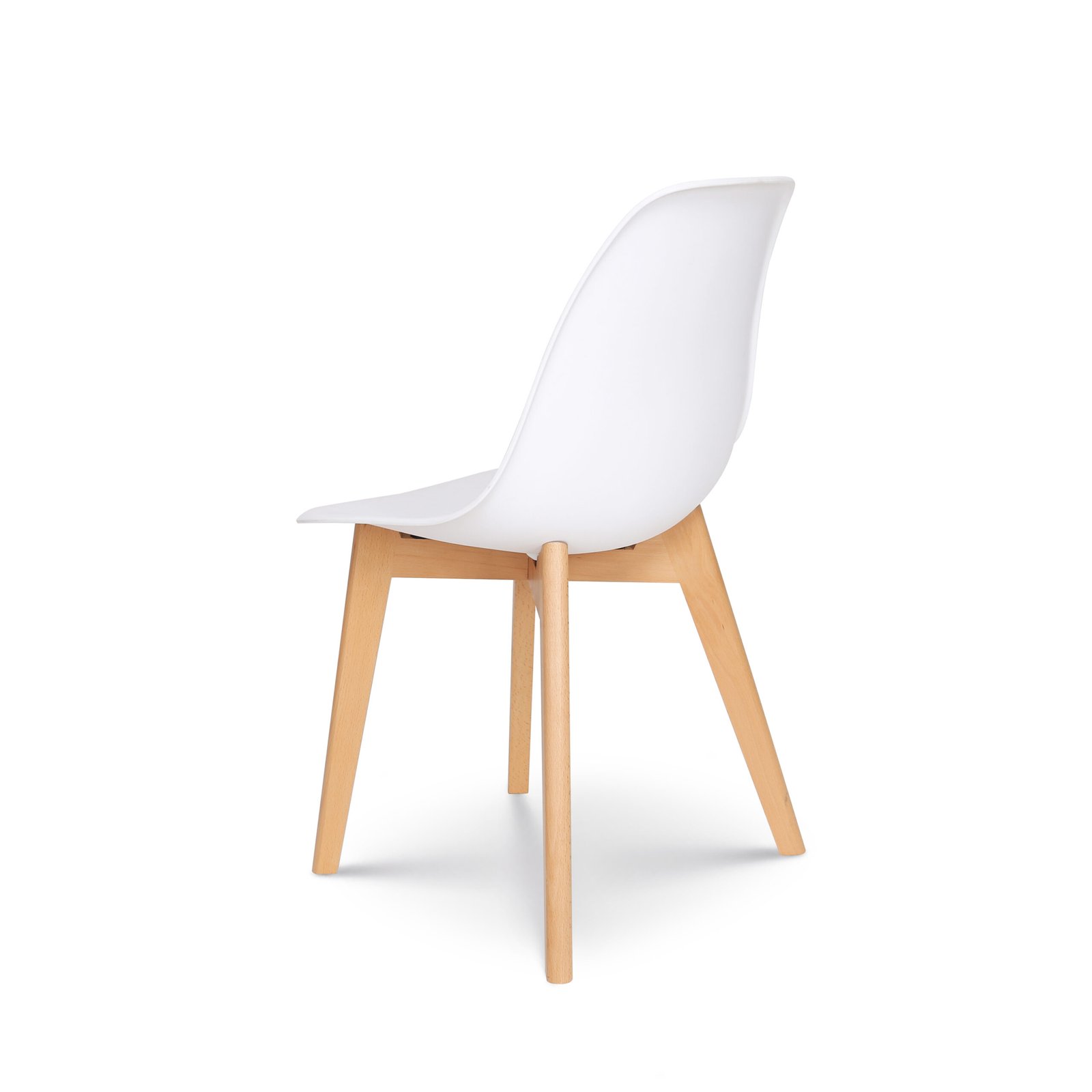 White Plastic Dining Chair with Wooden Legs - Image 3