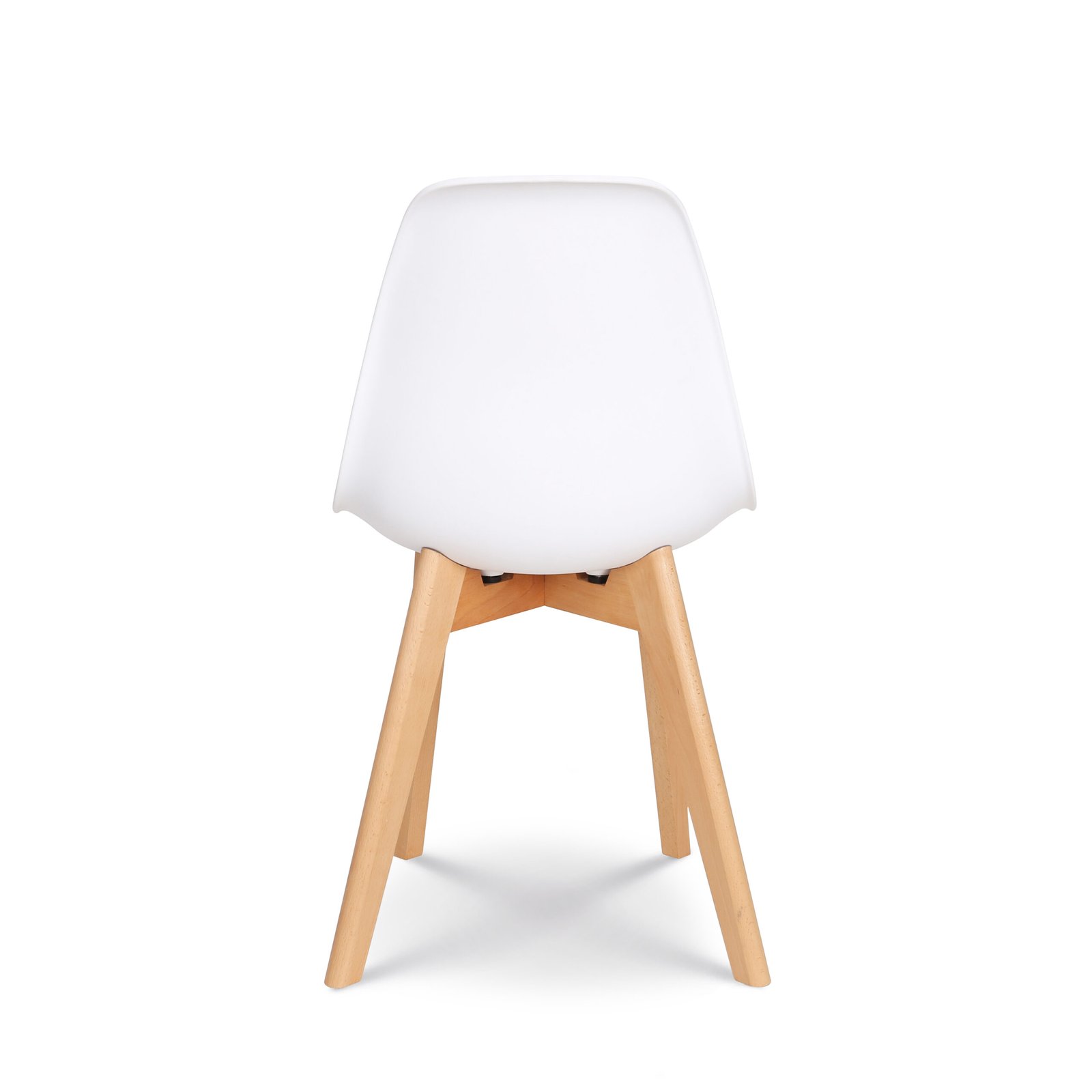 White Plastic Dining Chair with Wooden Legs - Image 4