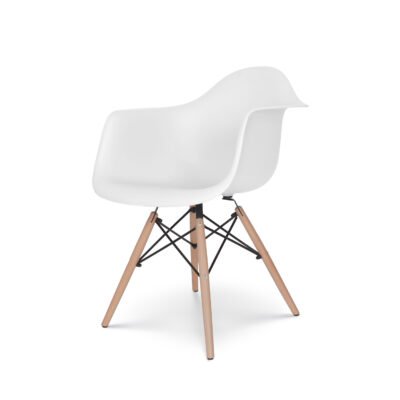 Classic White Wooden Leg Armchair