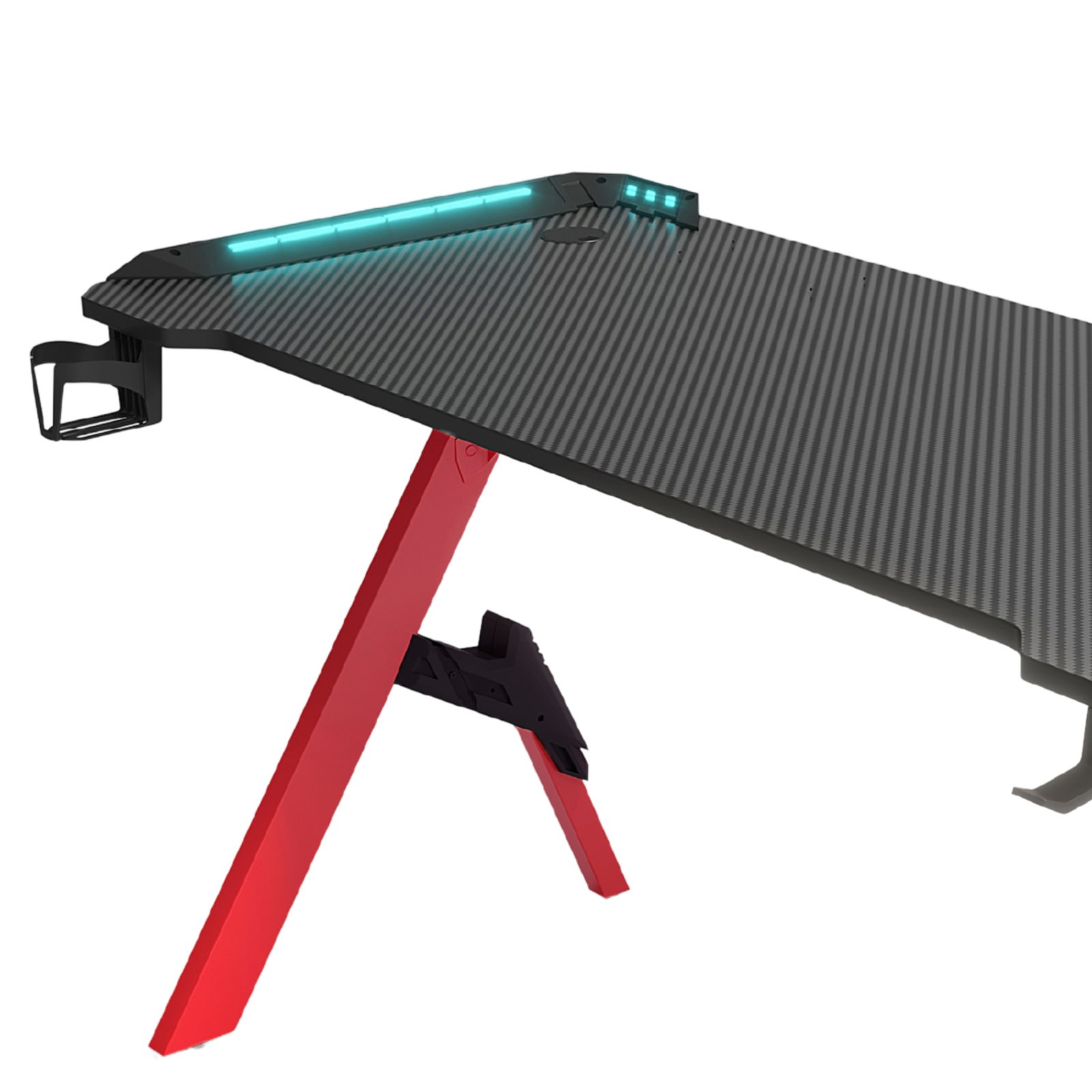 GameTech RGB Y-Leg Gaming Desk Red Legs - Image 2