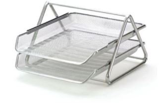 MESH 2 TIER LETTER TRAY (SILVER) - LD01-59-2