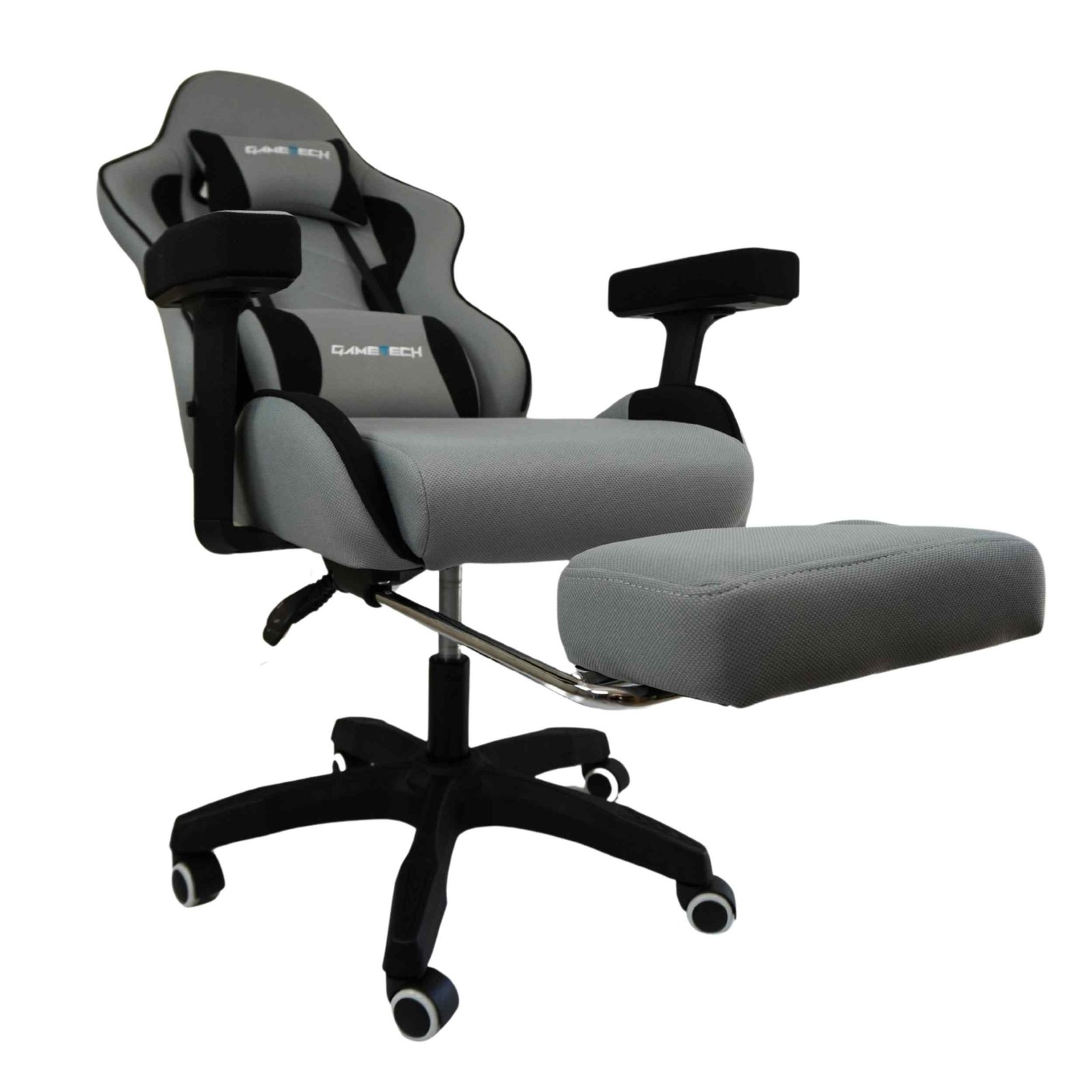 Leica Grey Gaming Chair with Massaging Cushion and Footrest (Fabric) - Image 4