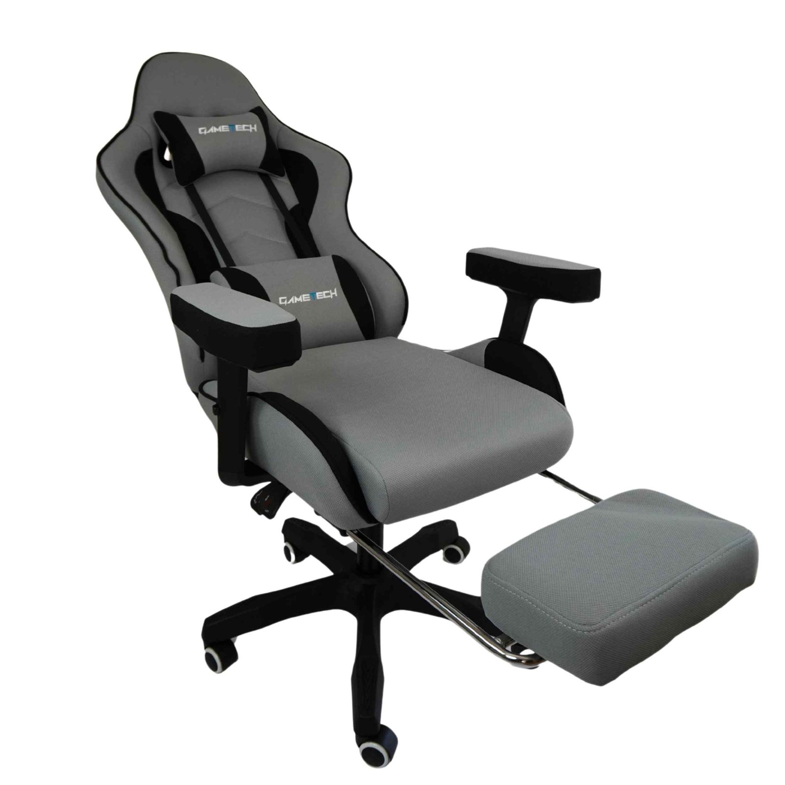 Leica Grey Gaming Chair with Massaging Cushion and Footrest (Fabric) - Image 6