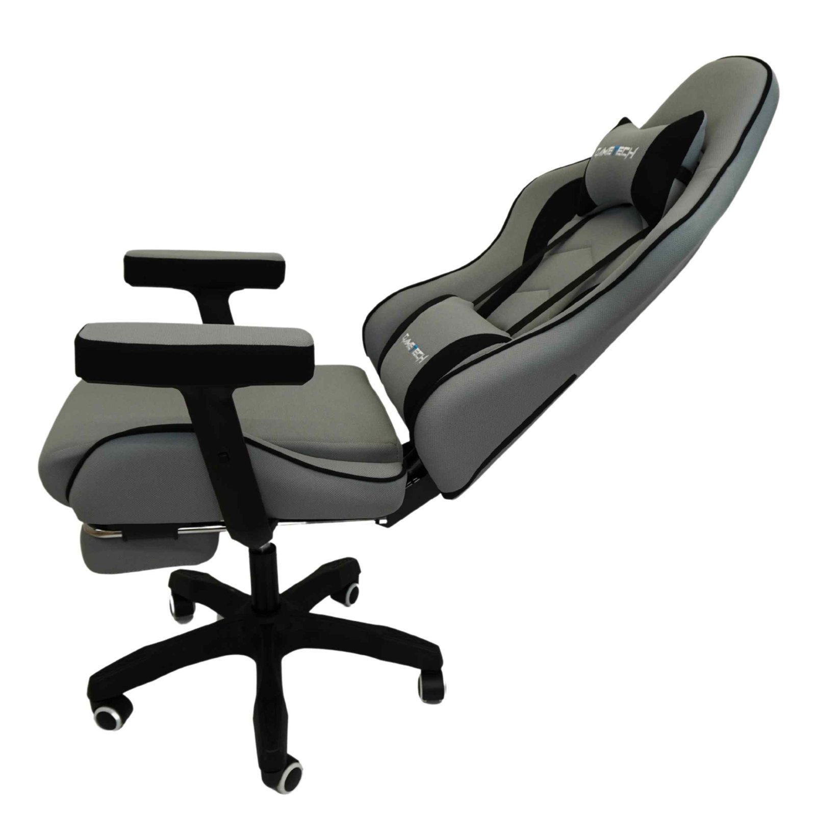Leica Grey Gaming Chair with Massaging Cushion and Footrest (Fabric) - Image 9