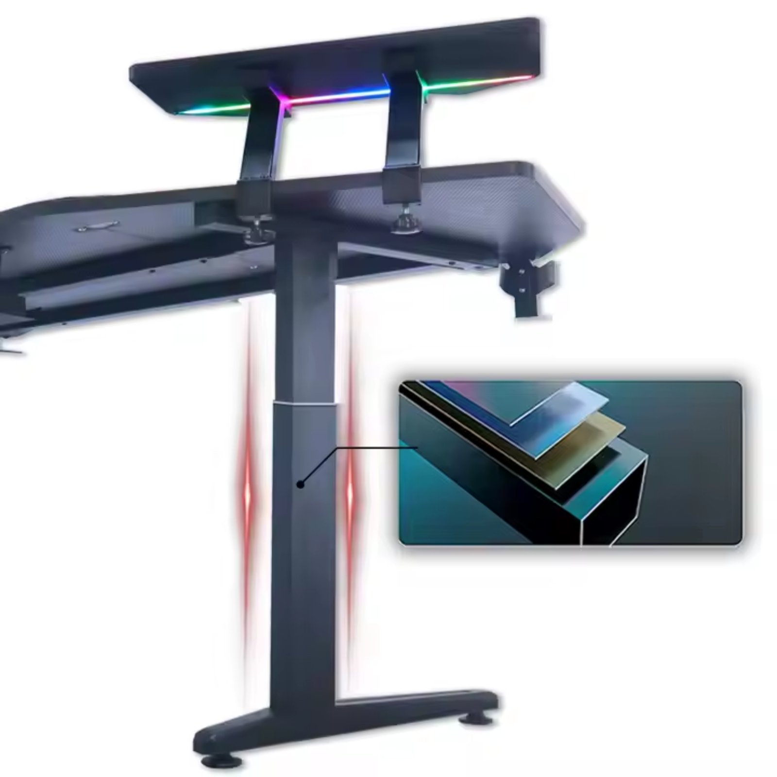 Large Desktop Gaming Desk with RGB LED Light E-Sports Gaming Table - Image 3