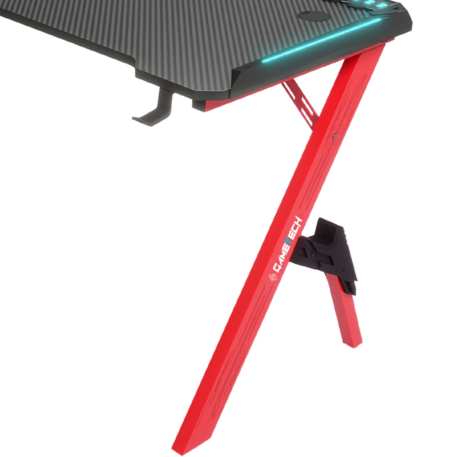 GameTech RGB Y-Leg Gaming Desk Red Legs - Image 3