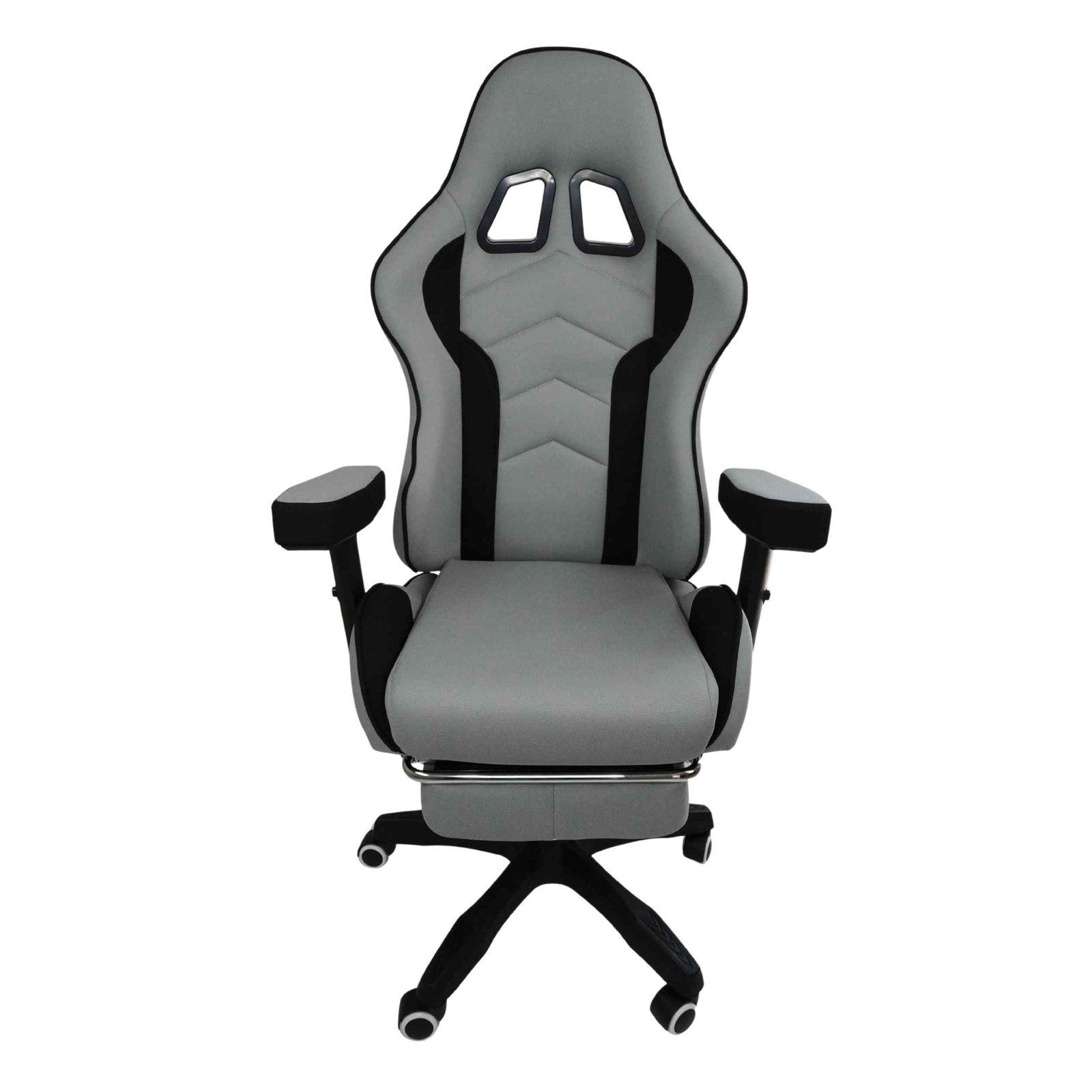 Leica Grey Gaming Chair with Massaging Cushion and Footrest (Fabric) - Image 10