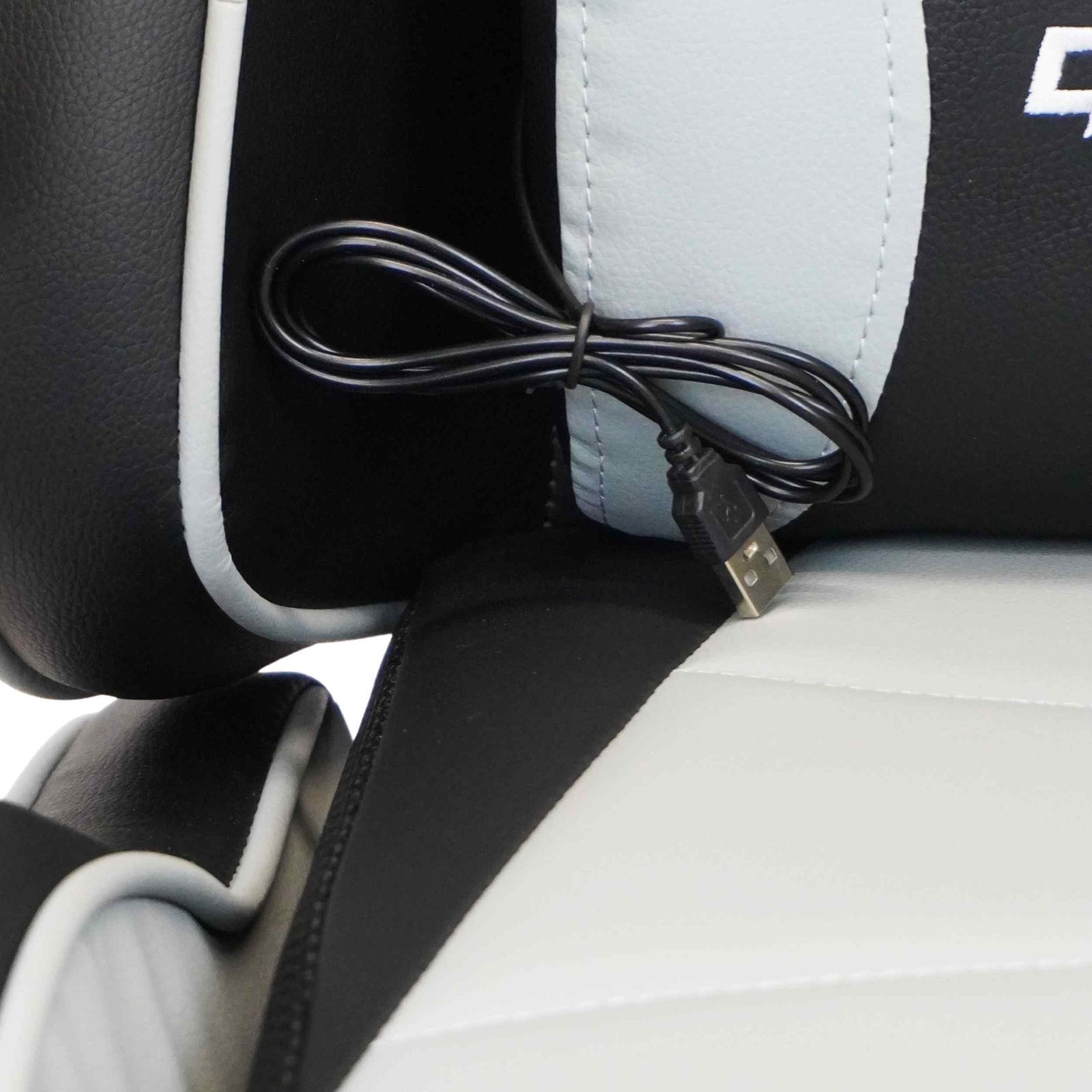 GameTech - Spider Grey Leather Gaming Chair with Massaging Cushion - Image 2