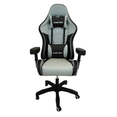 GameTech - Spider Grey Leather Gaming Chair with Massaging Cushion