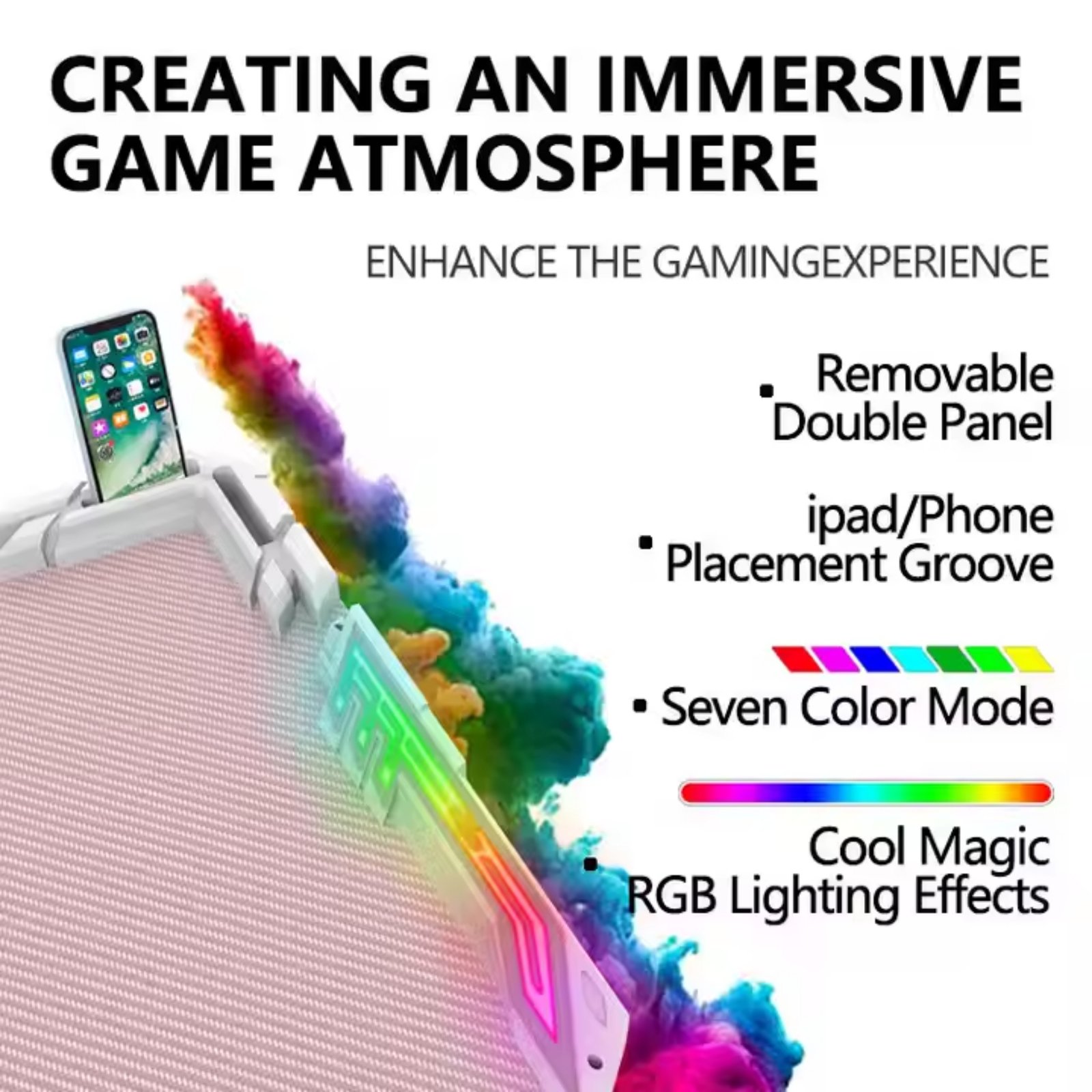 Z-Shaped Pink Gaming Desk (Incl Stickers, cup holder, headphone hook, cable management) - Image 4