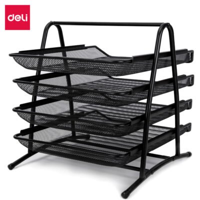 4-Tier Wire Mesh Letter Tray - Black