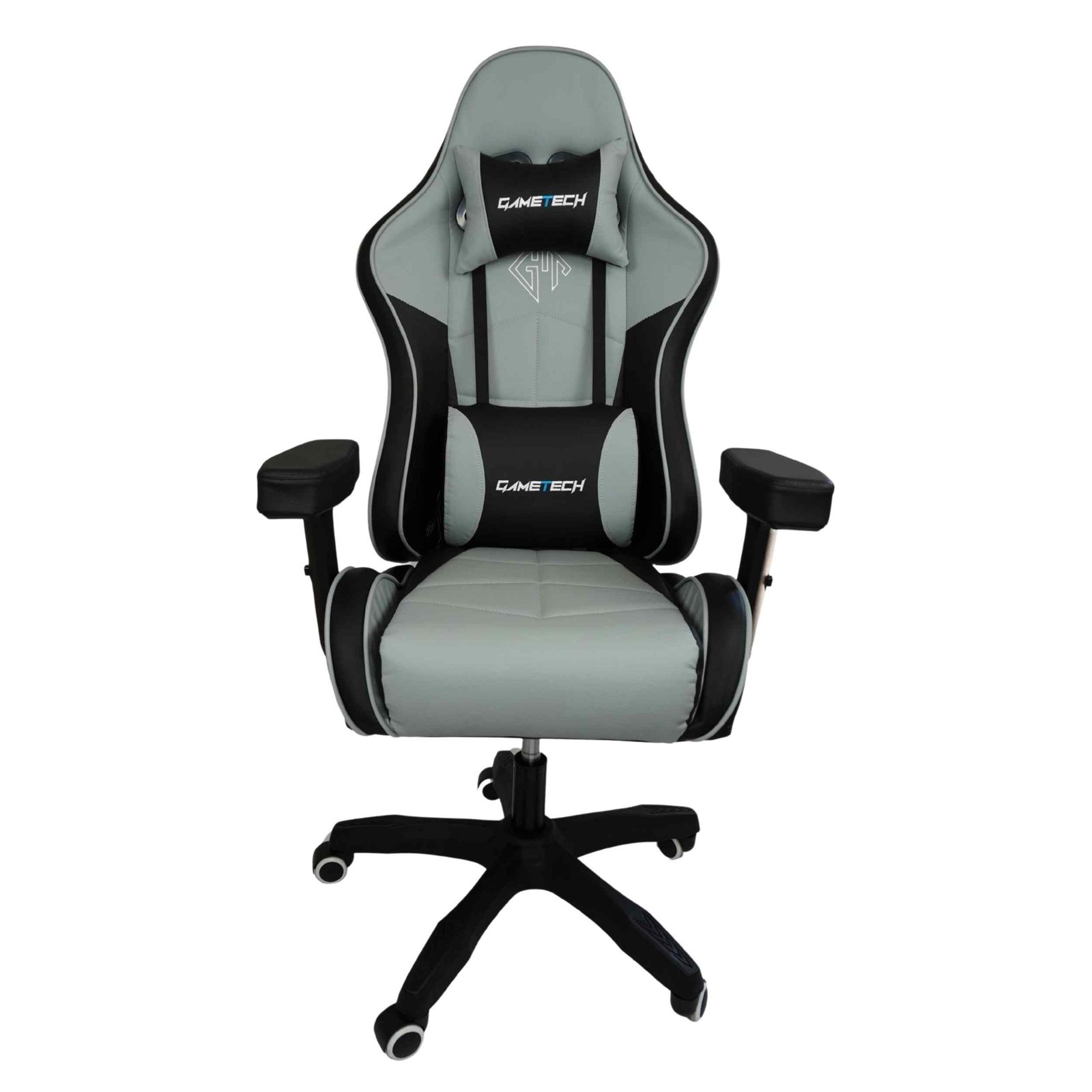 GameTech - Spider Grey Leather Gaming Chair with Massaging Cushion - Image 8