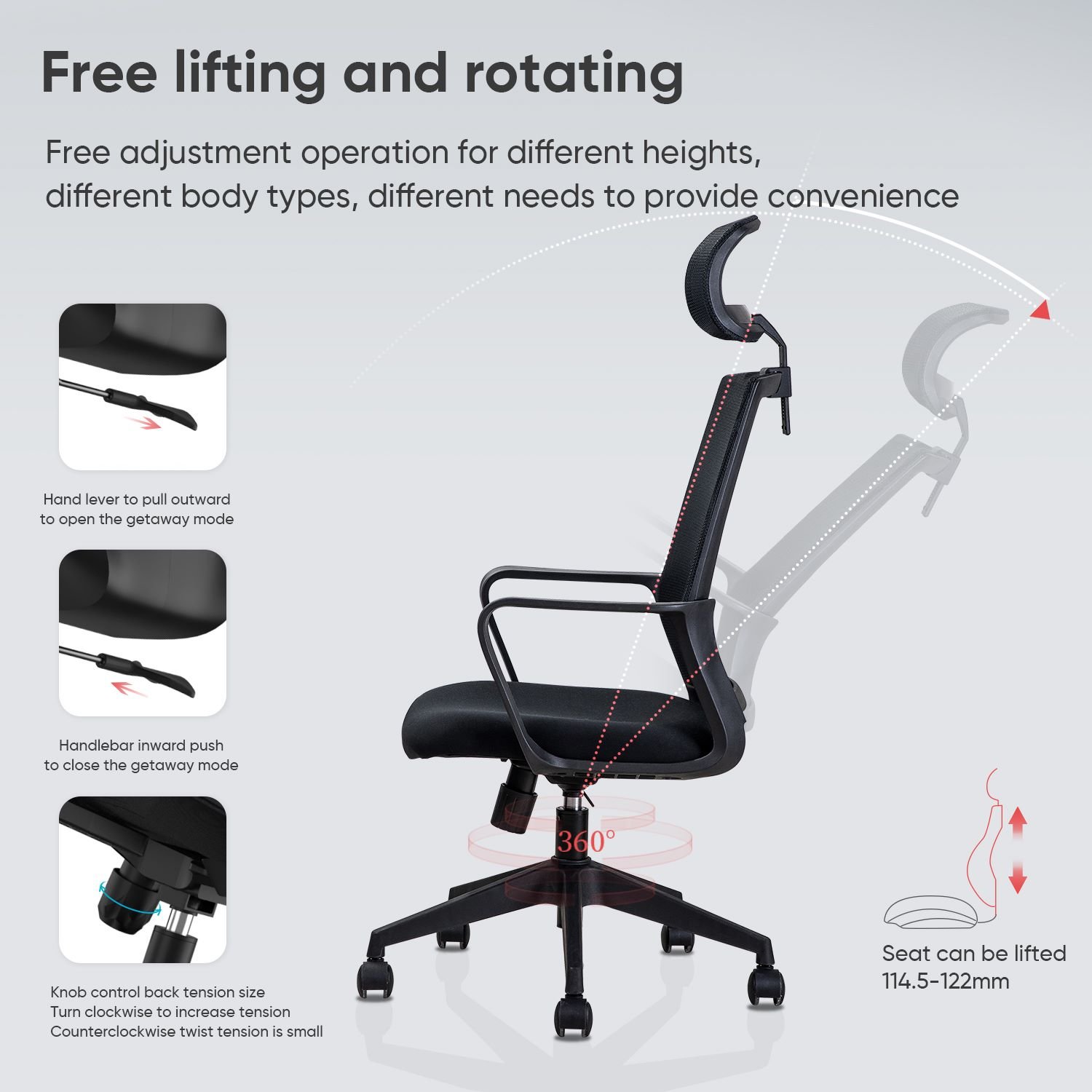 Office Chair with Headrest - 4503 - Image 2