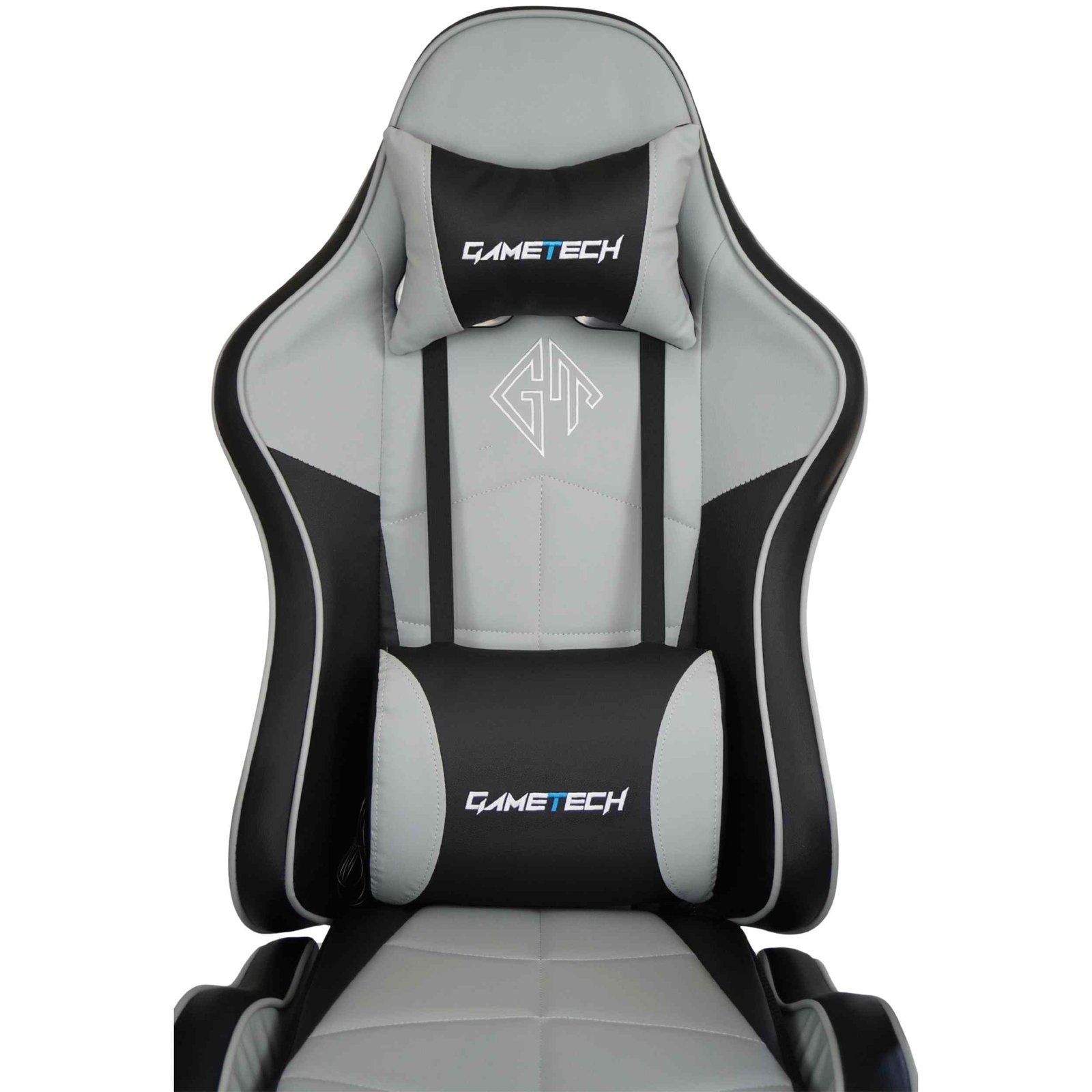 GameTech - Spider Grey Leather Gaming Chair with Massaging Cushion - Image 16