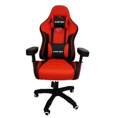 GameTech - Spider Red Leather Gaming Chair with Massaging Cushion