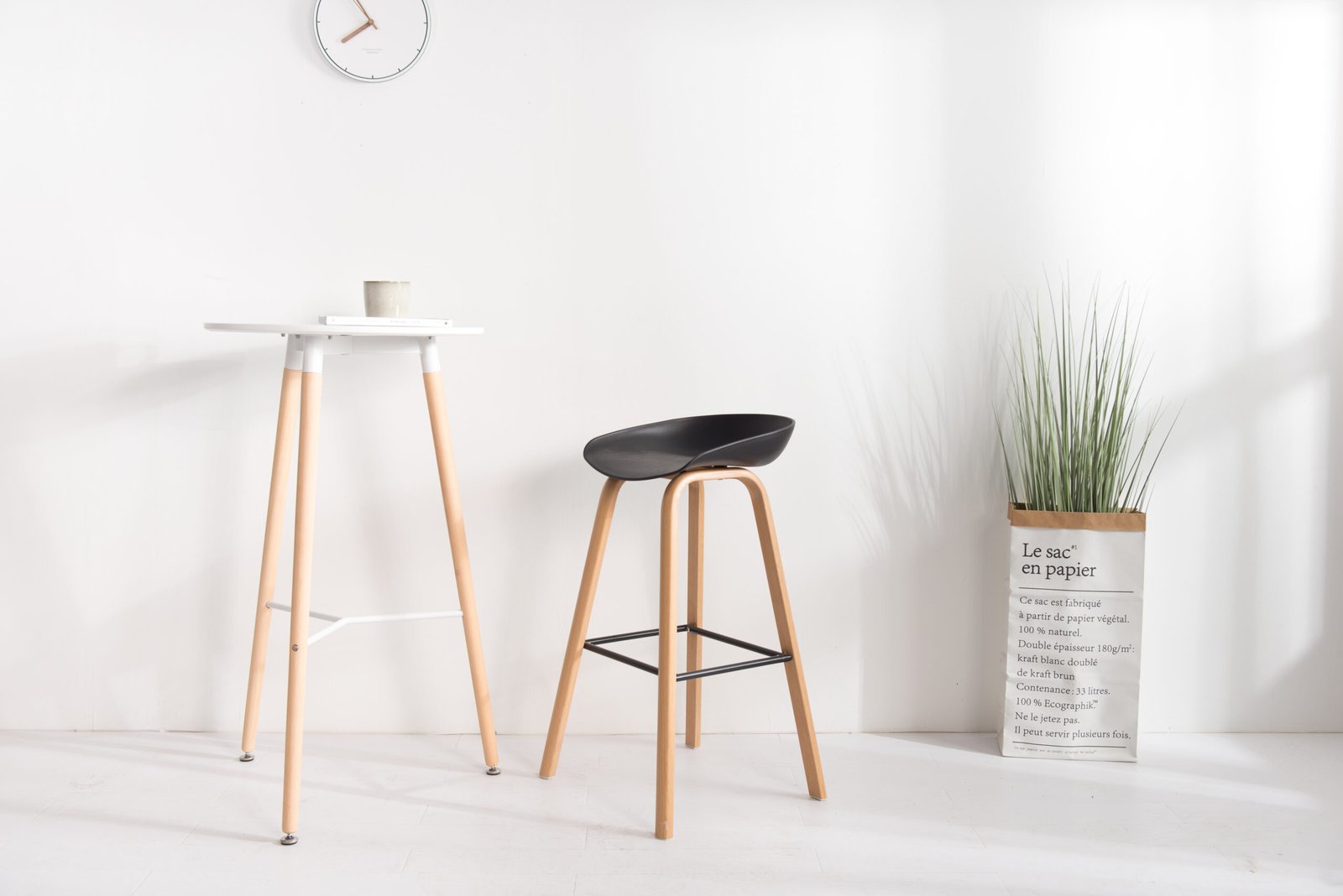 Wooden Leg, Black Plastic Barstool - VC1056L - Image 6