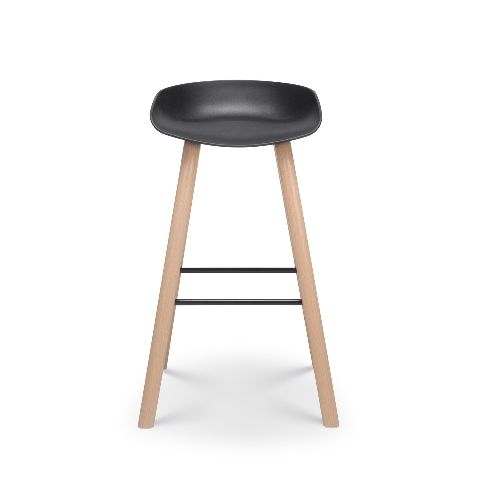 Wooden Leg, Black Plastic Barstool - VC1056L - Image 2
