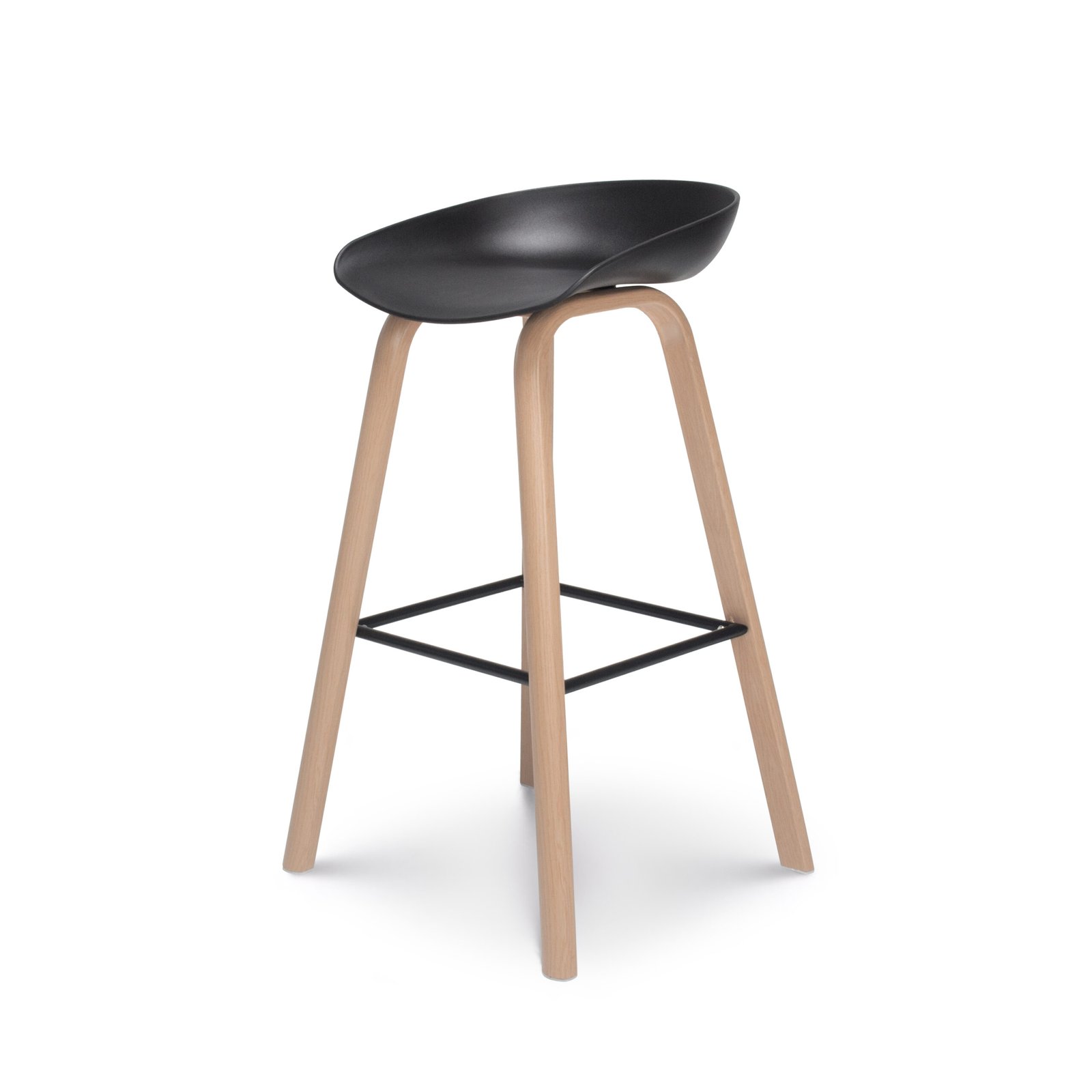 Wooden Leg, Black Plastic Barstool - VC1056L