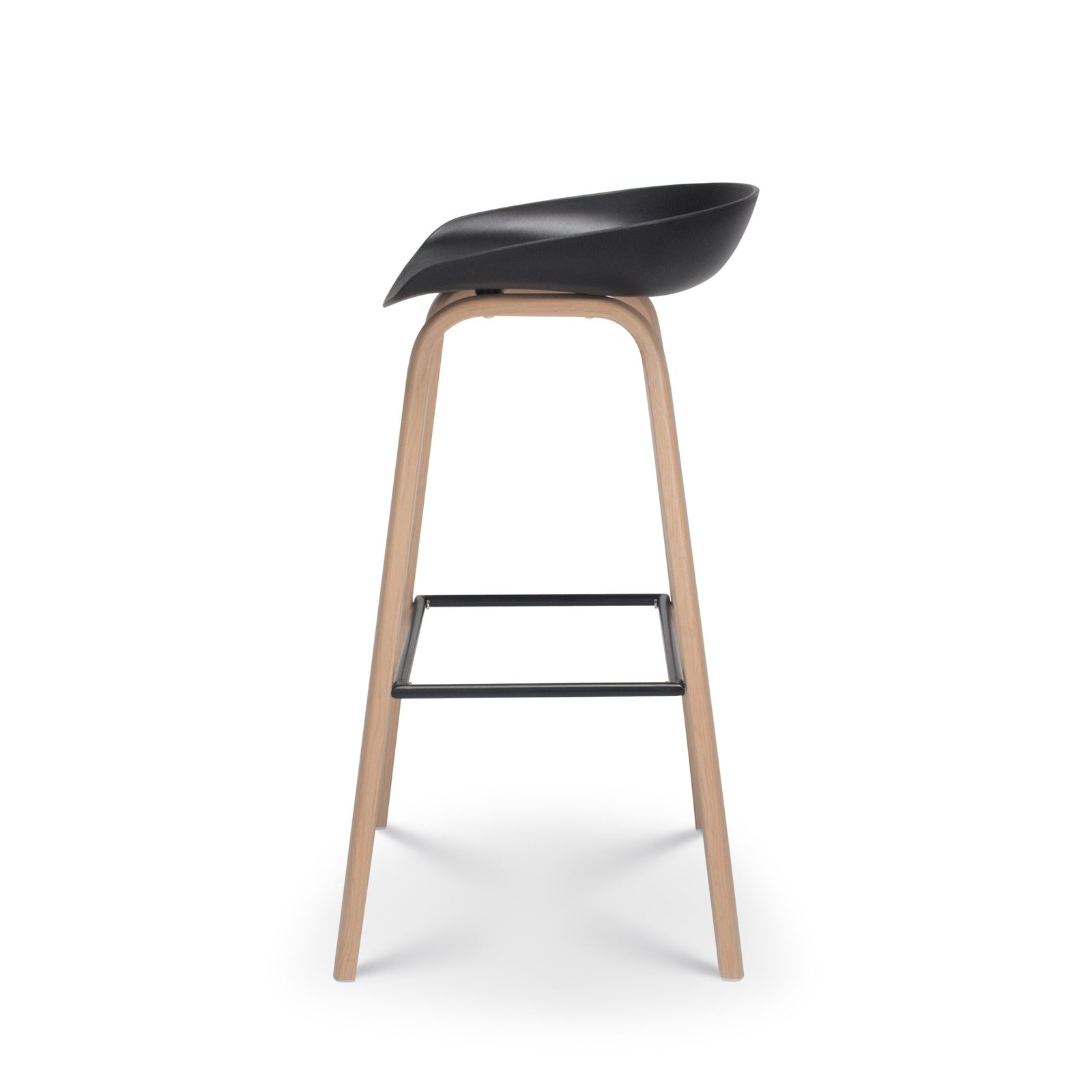 Wooden Leg, Black Plastic Barstool - VC1056L - Image 3