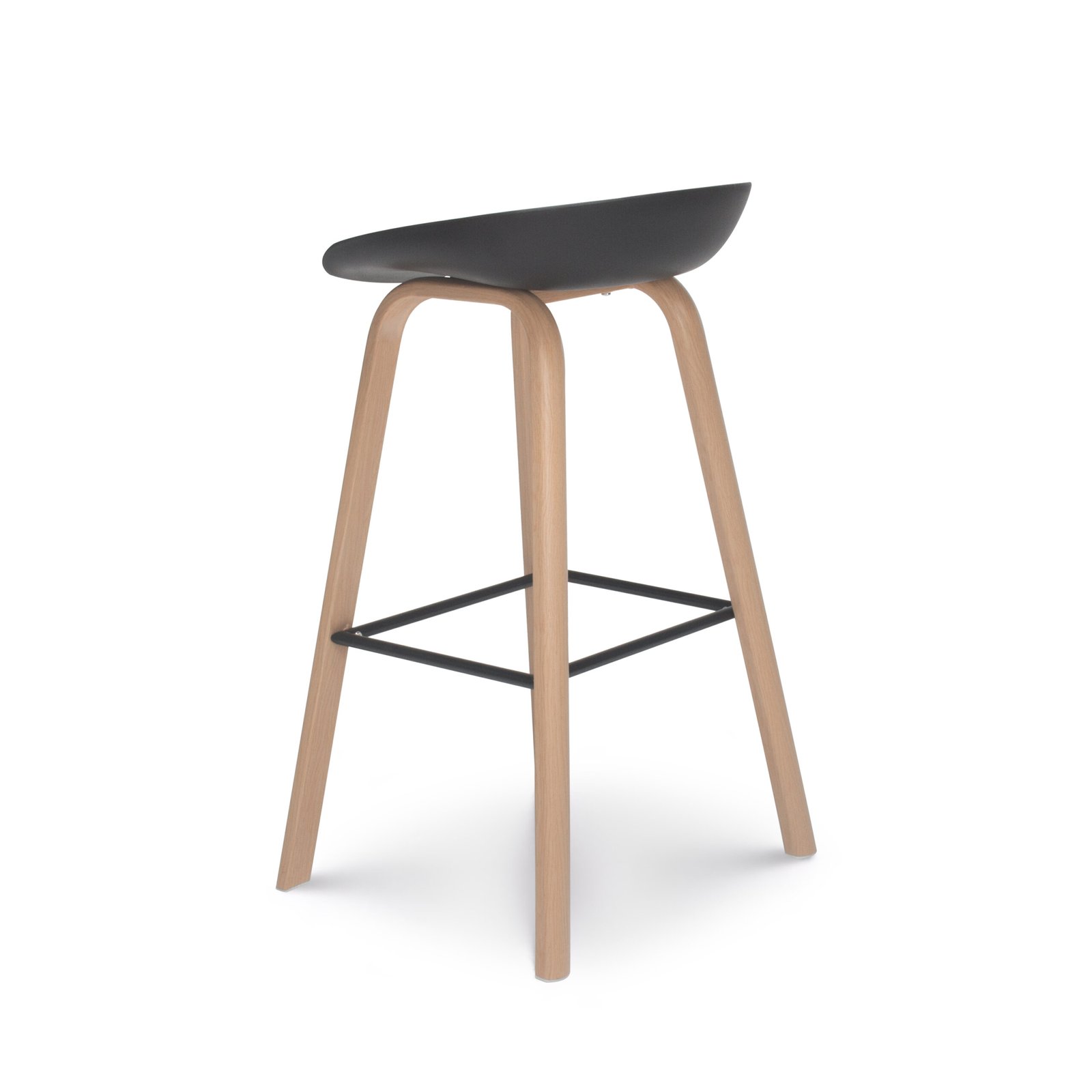 Wooden Leg, Black Plastic Barstool - VC1056L - Image 4