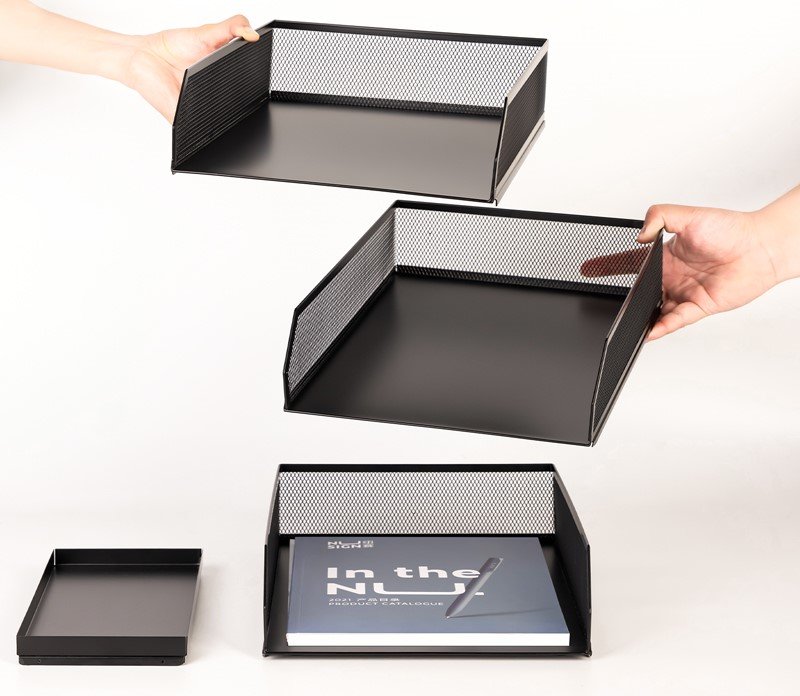 Stackable Letter Tray with Organiser - Black - Image 5