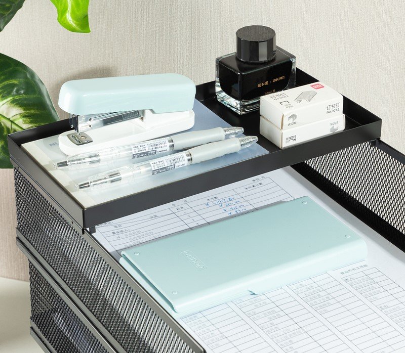 Stackable Letter Tray with Organiser - Black - Image 3