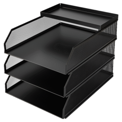 Stackable Letter Tray with Organiser - Black