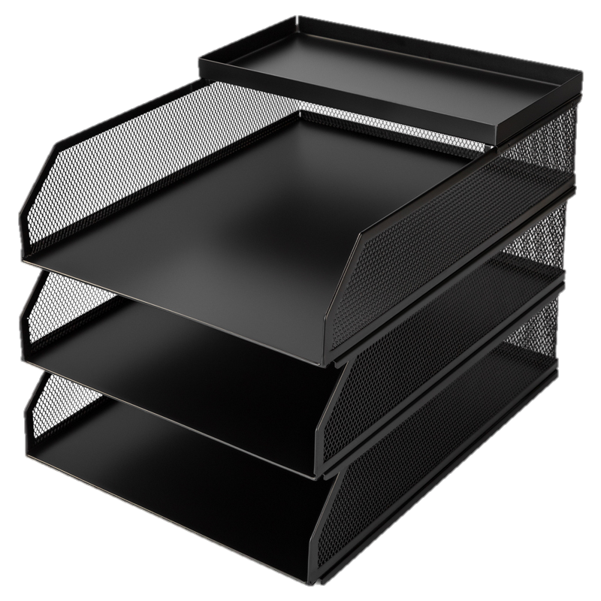 Stackable Letter Tray with Organiser - Black