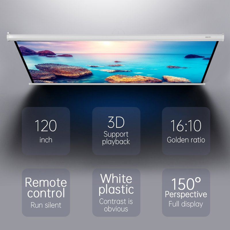 Deli Electric Wall Mounted Projector Screen - 120inch - 50443 - Image 4